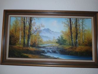 Rare vintage oil painting by KEIKO HENZAN 56x36 inch - Japanese Artist