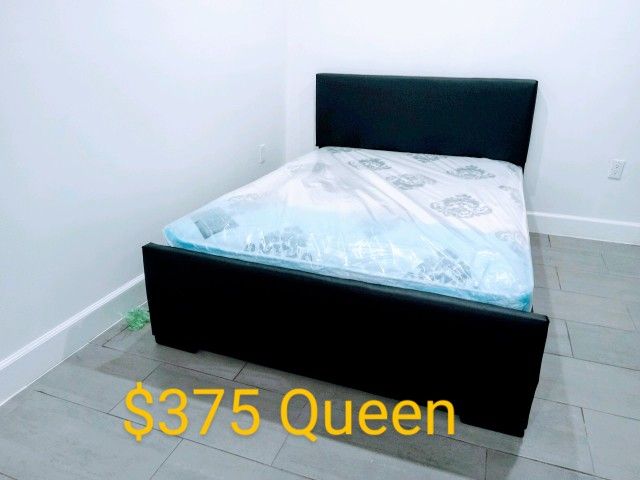 $375 Queen Bed Frame With Mattress And Box Spring Brand New Free Delivery