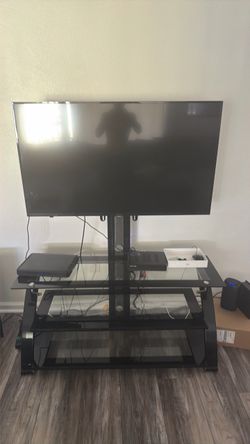 Black Glass TV Stand with Mount