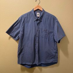 Men’s XXL Copper & Oak 100% Cotton Blue Short Sleeve Button Up Shirt