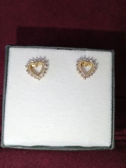 10k yellow gold heart earrings
