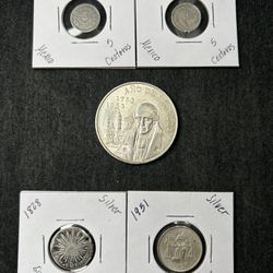5 Mexican Silver Coins 