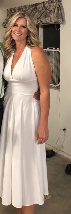 Halloween Costume Marilyn Monroe White Halter Midi Dress