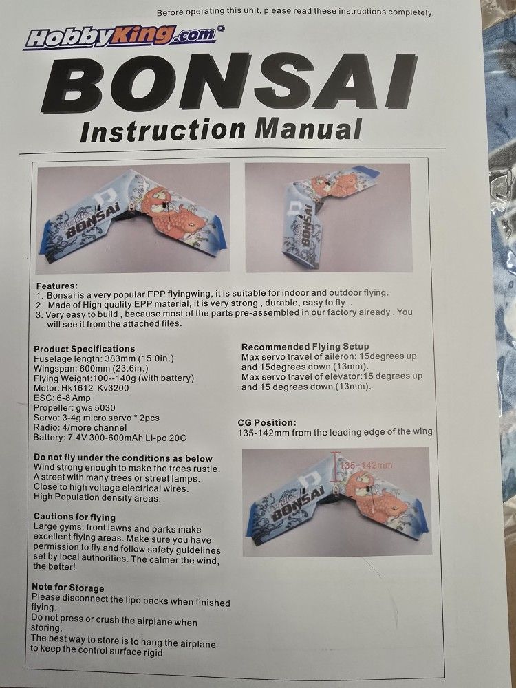 Bonsai EPP flying wing