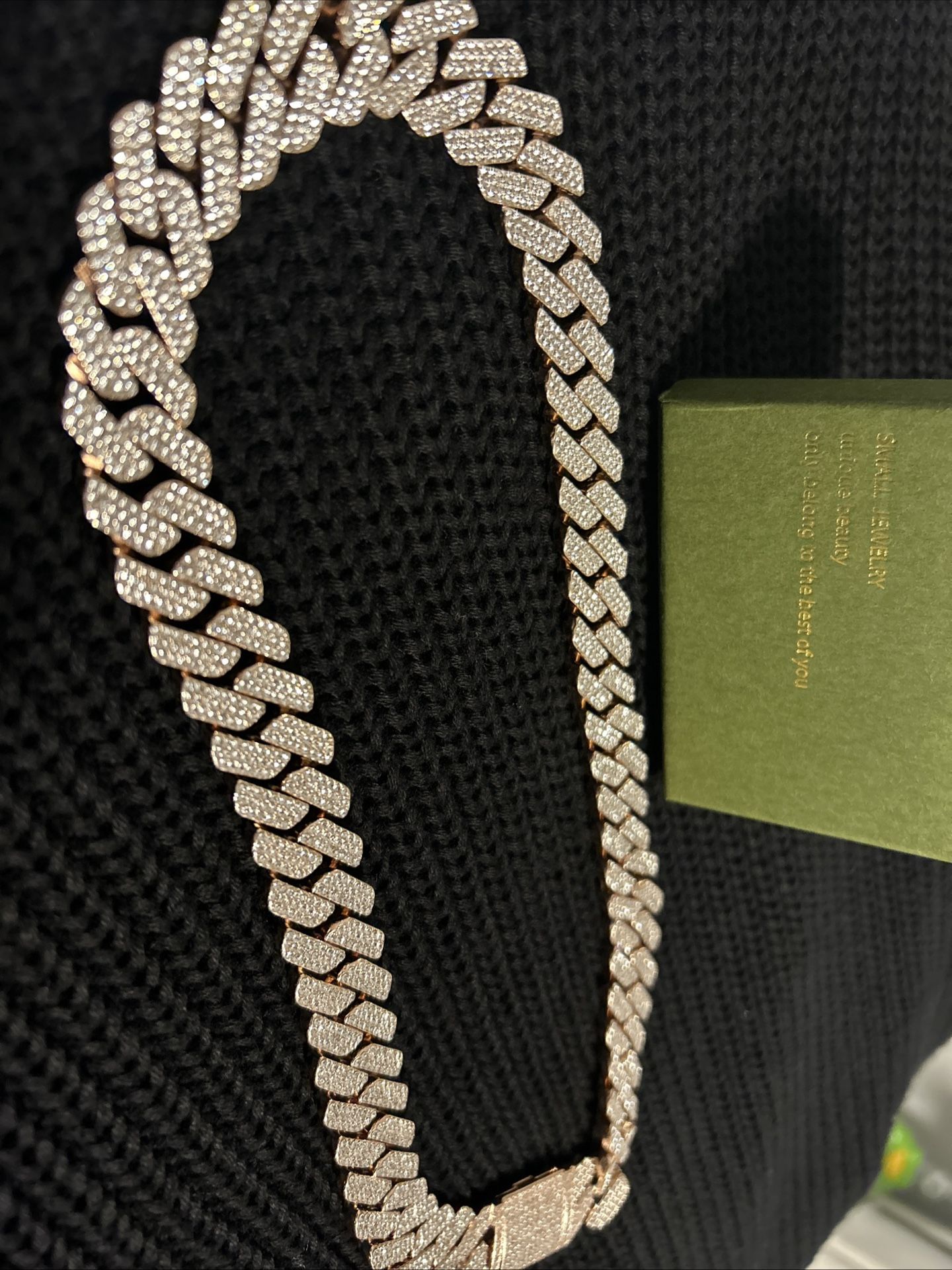 Moissanite Chain Cuban Link 925 Sterling Silver Rose Gold Pass Diamond Tester