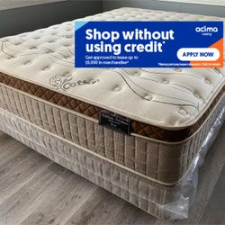12in King Size Organic Cloud Comfort Europillow Top Mattress and Boxspring