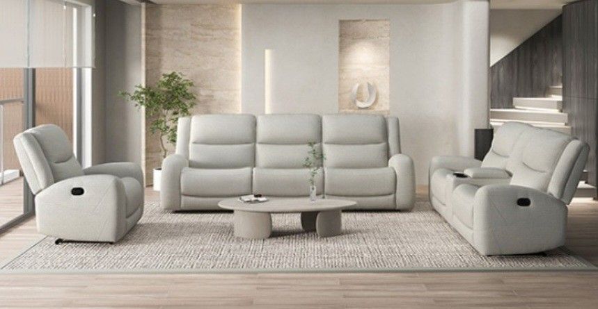 Brand New Beige Super Plush 3pc Reclining Sofa Set