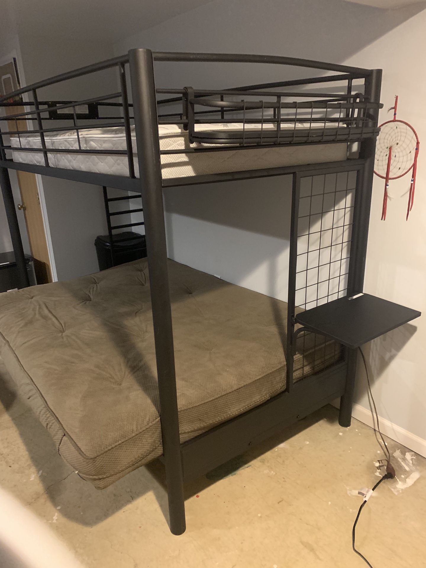 Twin bunk bed with bottom futon