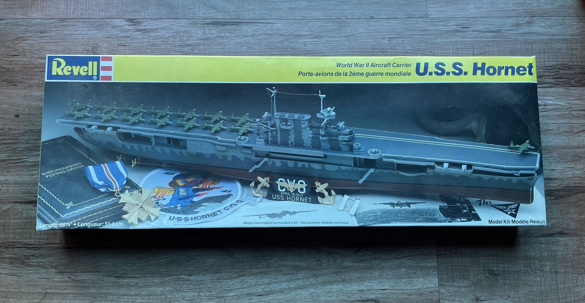 Vintage 1987-Revell U.S.S. Hornet WWII Aircraft Carrier Model Kit #5223
