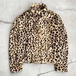 Fur Jacket Blazer Coat Cheetah Japanese Y2K Small