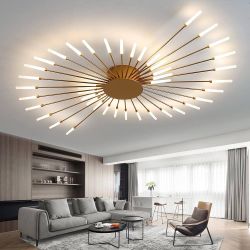 JAYMP 50.4" Ceiling Light Modern Flower Shape Ceiling Lamp for Living Room Dining Room Flush Mount Metal Acrylic Sputnik Firework Petal LED Lighting