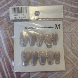 Press-On Nails Holographic Silver Short Square