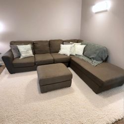 Newer Ashley 3-pc Sectional Sofa Couch w/ Chaise Lounge and Ottoman