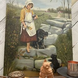 Vintage Original Oil Canvas Painting Signed 