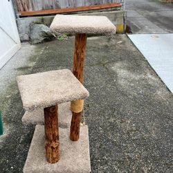 Natural Wood Cat Scratch Post