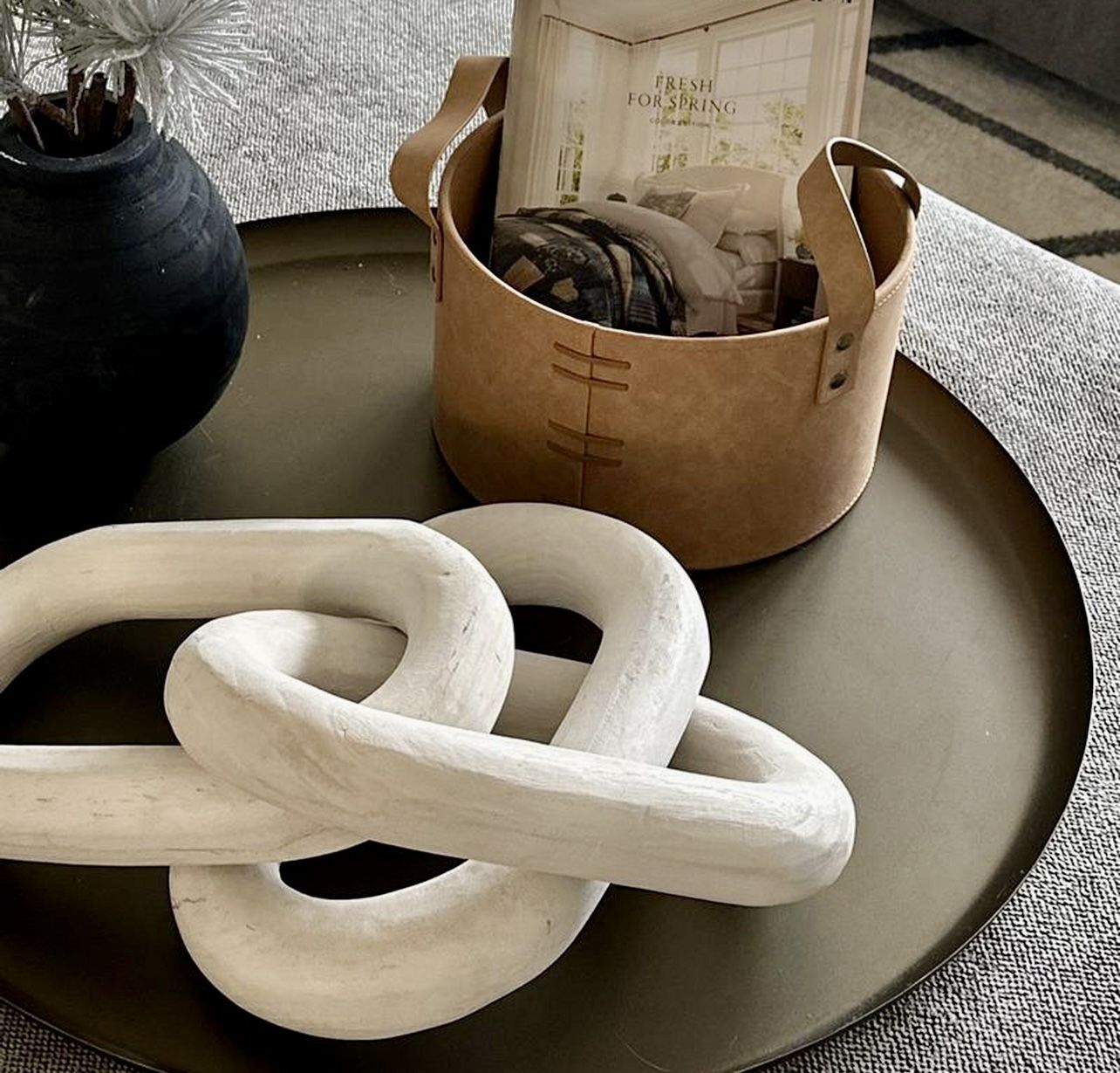 Caramel Faux Leather Storage Bin