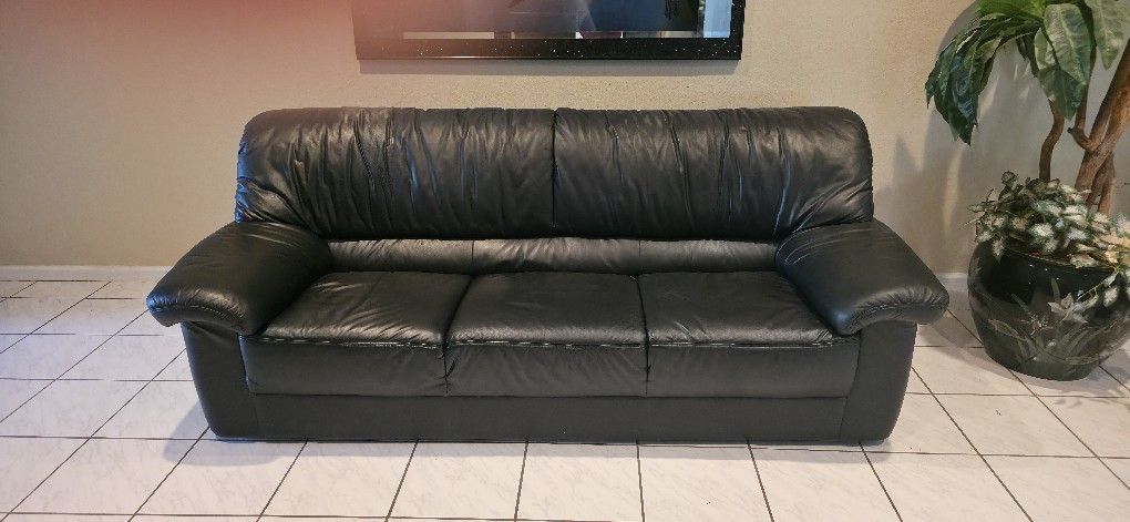 Soft Black Leather Sofa