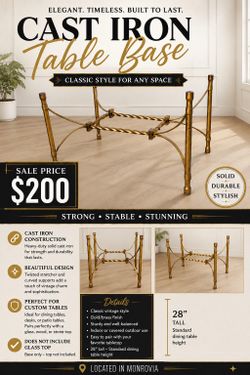 Beautiful custom iron table base