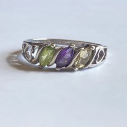 Vintage Ring 925 Sterling Silver Mixed Gems