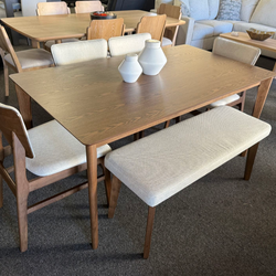 Mid-Century Modern Dining Table Set With 4 Chairs And Bench