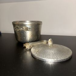 Vintage Ice Bucket With Lid & Tongs