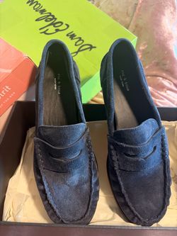 Rag & Bone Navy Suede Penny Loafers