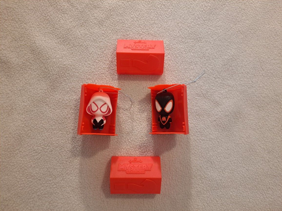 Hallmark 2.75" Mystery Ornament- Spider Gwen (RARE) & Miles Morales (Common)