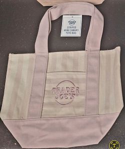 PINK Trader Joes Striped Canvas Tote