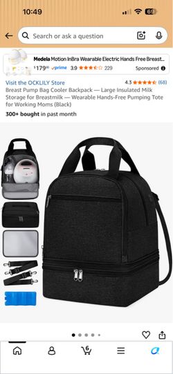 OCKLILY Black Breast Pump Cooler Backpack