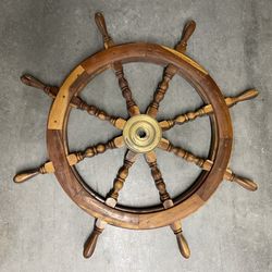 Vintage Wooden 36” diameter by 2.5” thick Ship Wheel located by the Miami Design District