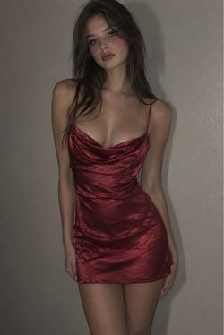 GLARE Midnight Red Satin Glam Mini Dress Size Small