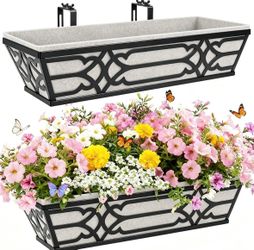 New set of 2 pack railing planter basket box