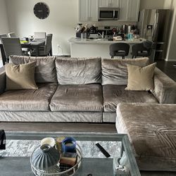 Grey Couch With Ottoman