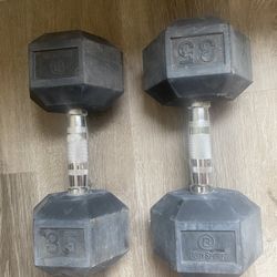 35 lb Rubber Hex Dumbbell Hand Weights