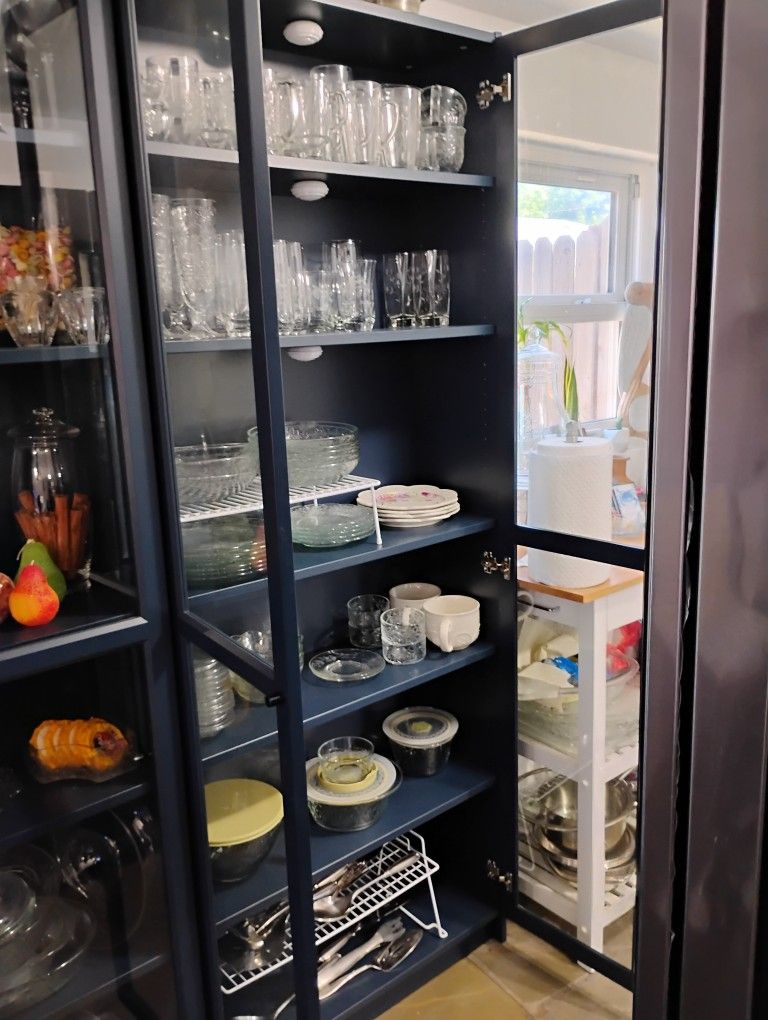 Book Shelves Blue W/Glass Doors