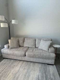 Massive couch, sofa chair, ottoman and loveseat | grey-beige finish