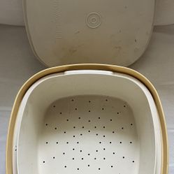 Vintage Tupperware 888 Steam N Store 3 Piece Set Yellow With Beige Lid and Insert