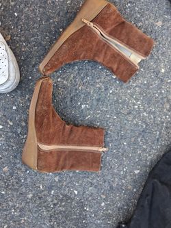 Brown Suede Zip Ankle Boots