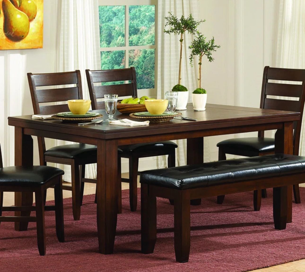 Dashiell Dark Oak Dining Table with Bench