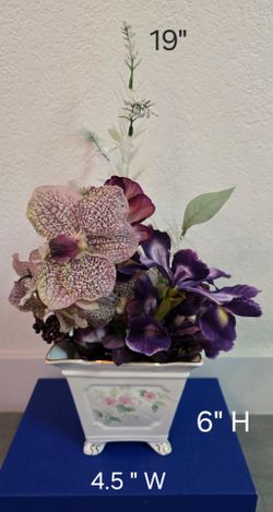Silk Floral Arrangement in Fine bone china Planter