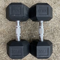 30 lb dumbbells dumbbell Set Rubber Hex Ibs weights weight 30lb 30lbs pair pounds Exercise Workout Gym