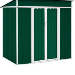 Outdoor Garden Storage Shed 4' × 6' Garden Tool House with Double Sliding Doors, Steel Anti-Corrosion Storage House forYard Lawn