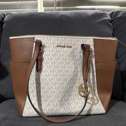 Michael Kors Leather Top Zip Tote Bag