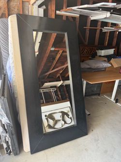 Large Black Framed Wall or Floor Mirror