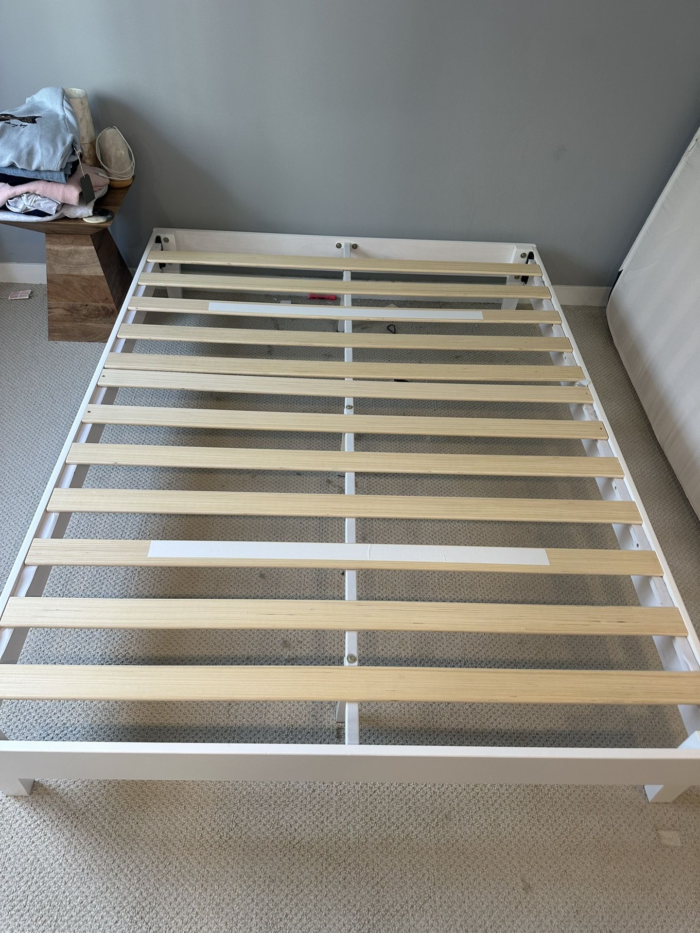 Solid Wood White Queen Platform Bed