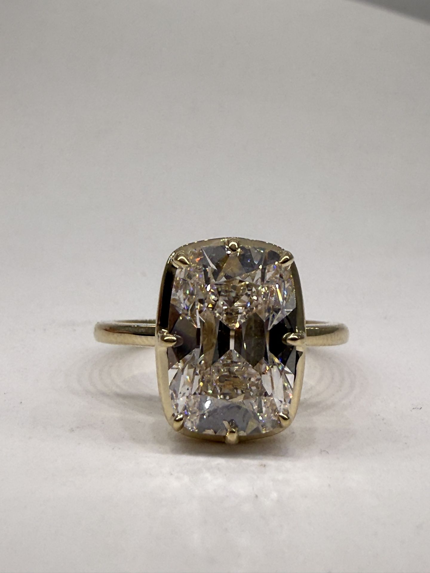 4.04 carat E VS1 antique cut cushion lab diamond solitaire Engagement Ring