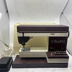 Vintage Pfaff Tiptronic 1171 Sewing Machine w/ Attachments Hard Case Working