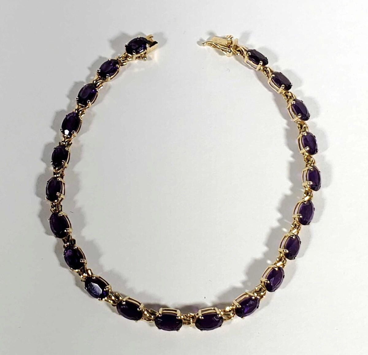 14K Yellow Gold Amethyst Bracelet