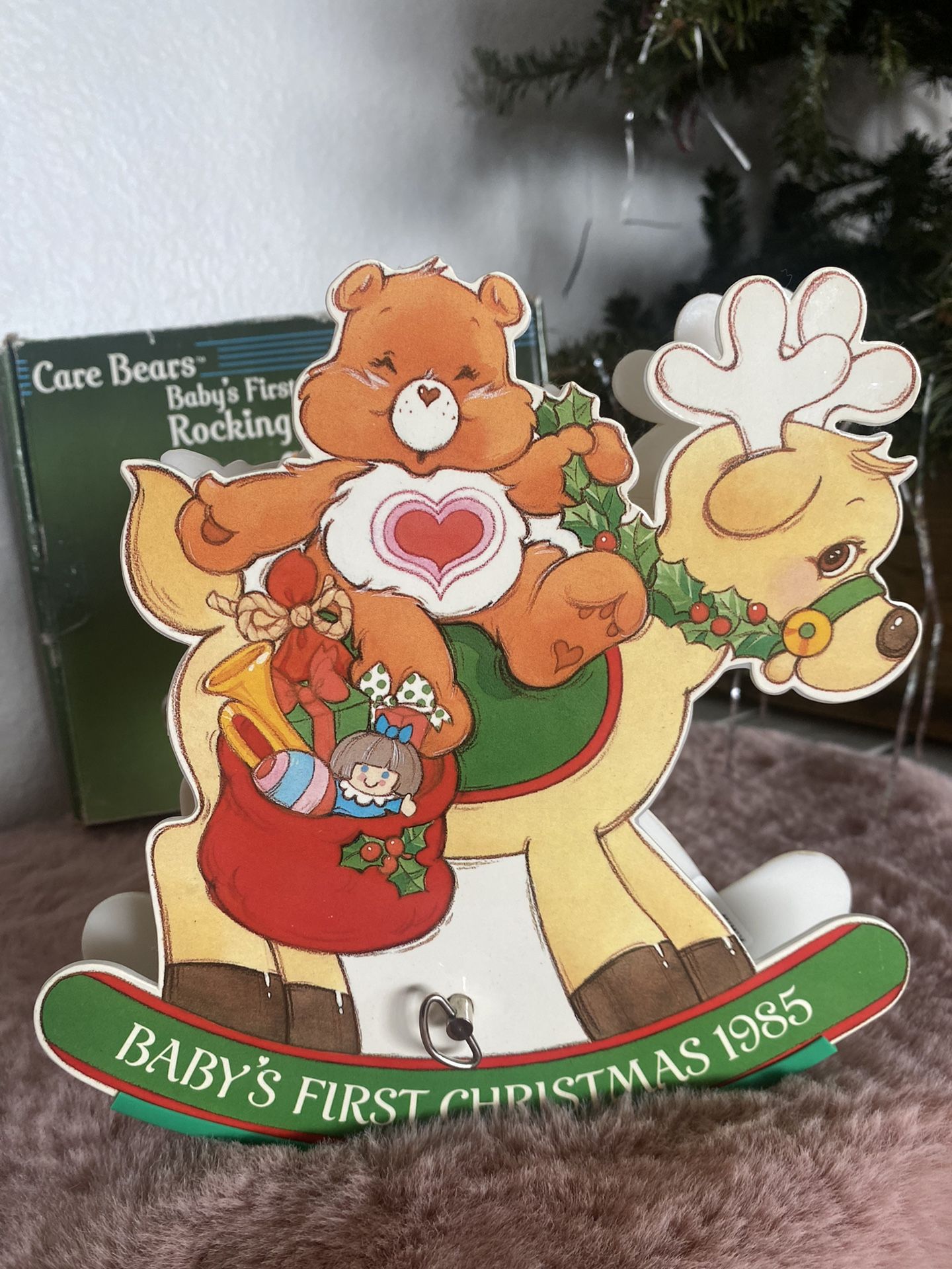 Vintage 1985 Care Bears Baby’s First Christmas Rocking Musical Decoration