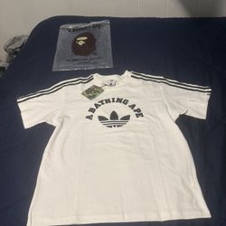 Bape X Adidas T Shirt Color White And Black Never Worn Size Medium 